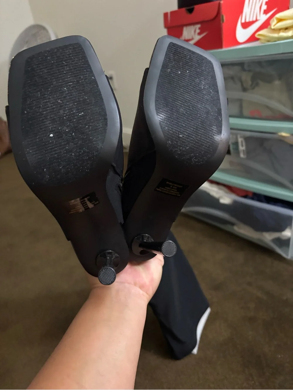Steve Madden Black Sheer Over-The-Knee Peep-Toe Boots